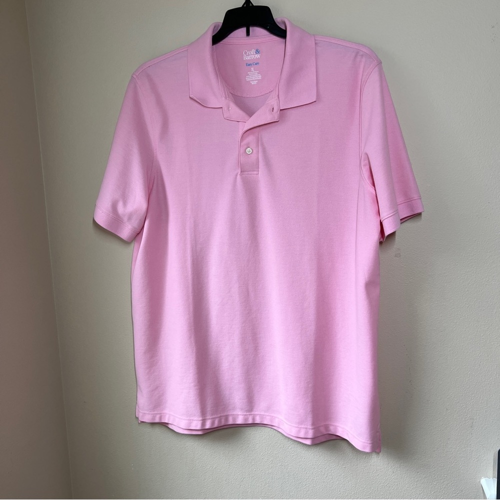 Croft & Barrow Men’s Easy Care Pepto Bismol Pink Pique Polo Shirt Size XL